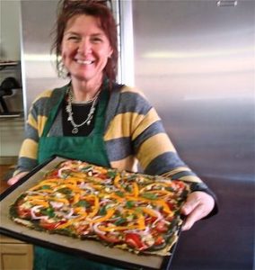 Jen Making Raw Food Pizza