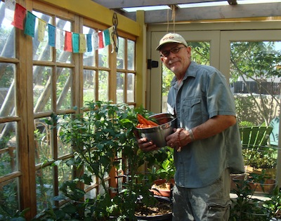 Joe in greenhouse